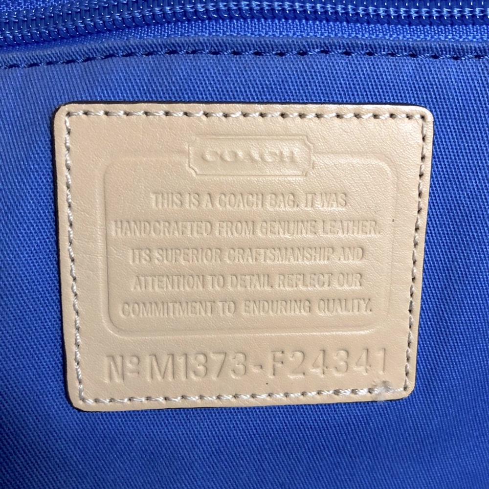 Coach Blue & Yellow Leather Tote Bag - Picture 8 of 13